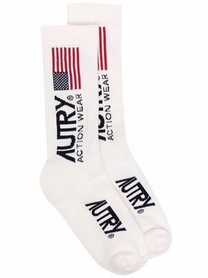 Autry logo-print socks - White