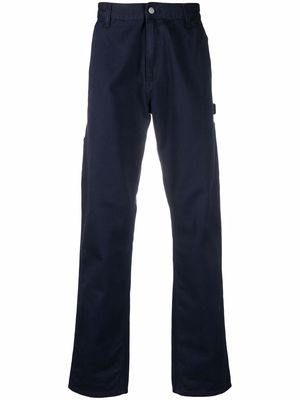 Carhartt WIP logo-patch cotton straight-leg trousers - Blue
