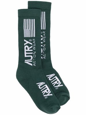 Autry logo-print socks - Green