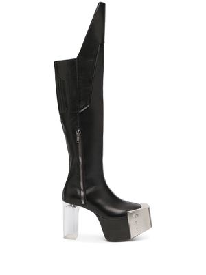 Rick Owens perspex-heel thigh-high boots - Black