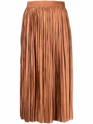 Roberto Collina pleated high-waist midi skirt - Brown