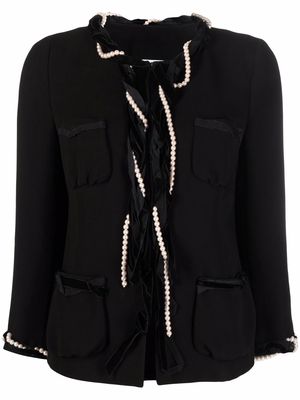Moschino Pre-Owned 1990s pearl-embellished single-breasted jacket - Black