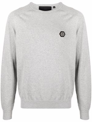 Philipp Plein logo-patch cotton jumper - Grey