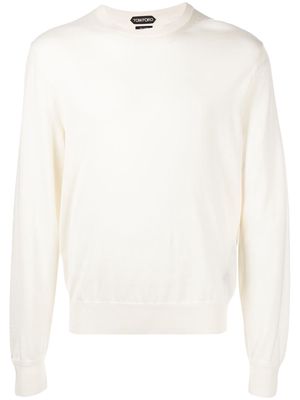 TOM FORD jersey-stitch silk-cashmere jumper - White