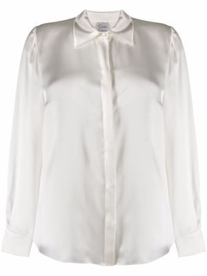 Carine Gilson long-sleeve silk-satin shirt - White