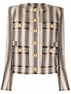 Balmain striped tweed jacket - Neutrals