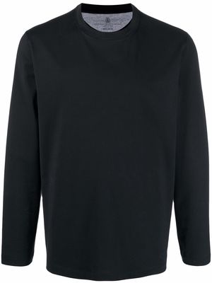 Brunello Cucinelli round neck long-sleeved T-shirt - Black