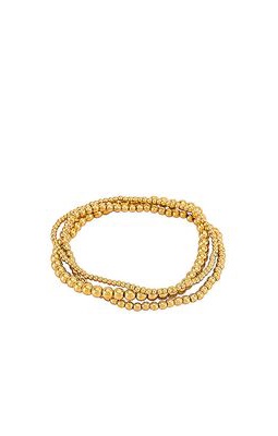 Natalie B Jewelry Bella Trois Bracelet Set in Metallic Gold.