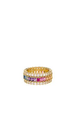 The M Jewelers NY Three Row Rainbow Ring in Metallic Gold