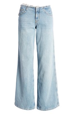 BDG Urban Outfitters Puddle Raw Waist Low Rise Flare Jeans in Light Vintage/Bleach