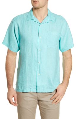 Tommy Bahama Sea Glass Short Sleeve Button-Up Linen Camp Shirt in Lawn Chair