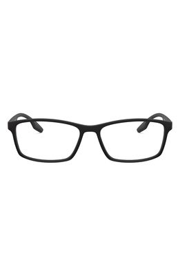 Prada Linea Rossa 56mm Rectangular Optical Glasses in Rubber Black