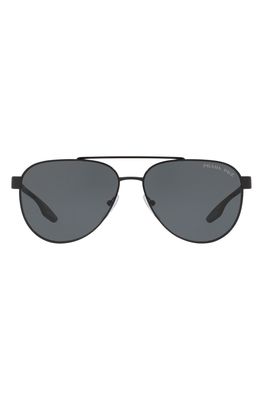 Prada Linea Rossa 58mm Aviator Sunglasses in Black