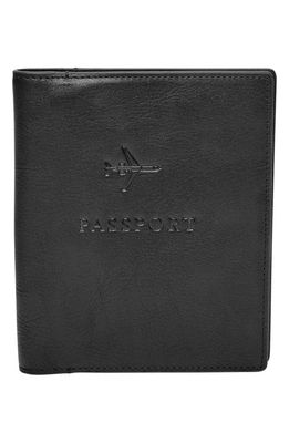 Fossil Leather Passport Case in Black