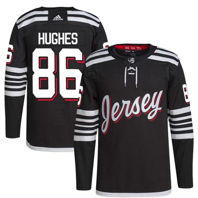 Men's adidas Jack Hughes Black New Jersey Devils 2021/22 Alternate Primegreen Authentic Pro Player Jersey