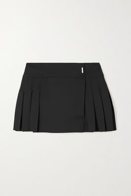 Givenchy - Pleated Wool And Mohair-blend Wrap Mini Skirt - Black