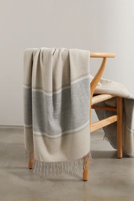 Brunello Cucinelli - Fringed Striped Cashmere Blanket - Neutrals