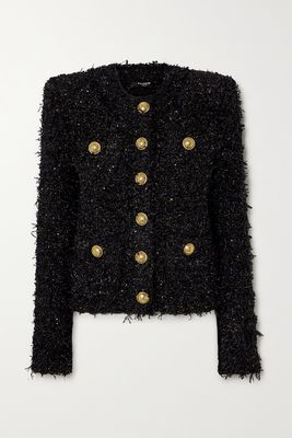 Balmain - Metallic Bouclé-tweed Jacket - Black