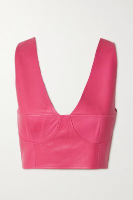 Bouguessa - Mimi Cropped Leather Bustier Top - Pink