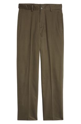 Berle Flat Front Sateen Pants in Olive