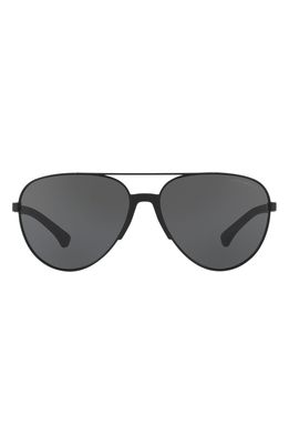 Emporio Armani 56mm Aviator Sunglasses in Matte Black