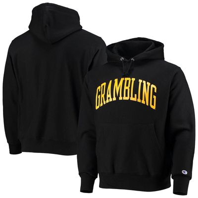 Men's Champion Black Grambling Tigers Tall Arch Pullover Hoodie
