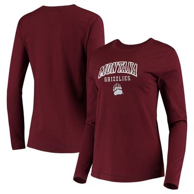 Women's Champion Maroon Montana Grizzlies University Arch Logo Long Sleeve T-Shirt