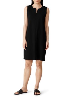 Eileen Fisher Zip Up Sleeveless Shift Dress in Black