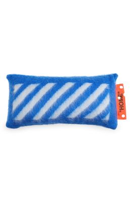 Off-White Diagonal Brushed Boudoir Pillow in Blue Fluo White