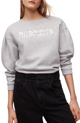 AllSaints Noctis Ona Cotton Graphic Sweatshirt in Grey Marl