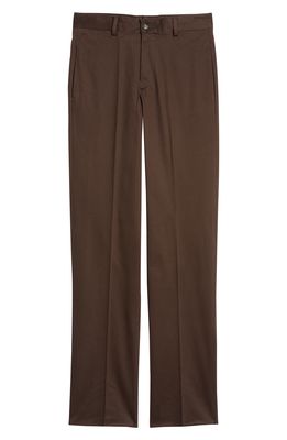 Berle Flat Front Stretch Sateen Pants in Brown
