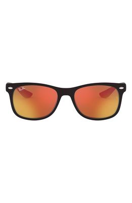 Ray-Ban Junior 48mm Wayfarer Mirrored Sunglasses in Matte Black/Red