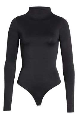 Good American Scuba Funnel Neck Long Sleeve Bodysuit in Black001