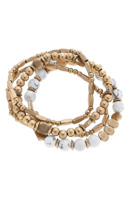 Canvas Jewelry Lola Set of 4 Beaded Stretch Bracelets in White