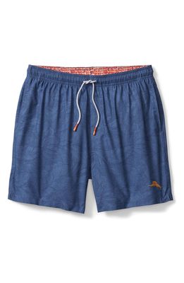 Tommy Bahama Naples Layered Leaves Swim Trunks in Bering Blue
