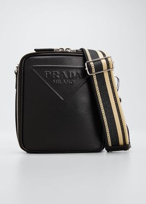 Men's Saffiano Leather Shoulder Crossbody Bag