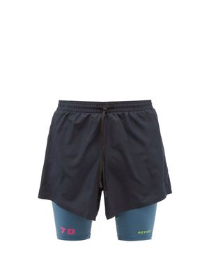 7 Days Active - Agassi Two-in-one Running Shorts - Mens - Blue Multi