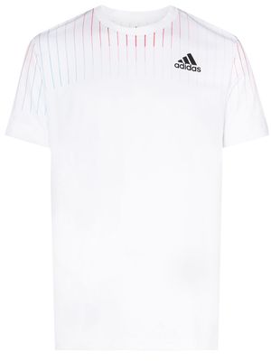 adidas Tennis Melbourne striped tennis T-shirt - White