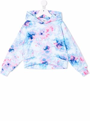 MSGM Kids tie-dye print cotton hoodie - Blue