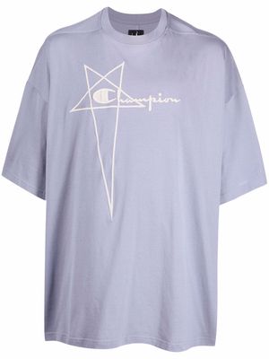 Rick Owens X Champion embroidered-logo oversized T-shirt - Blue