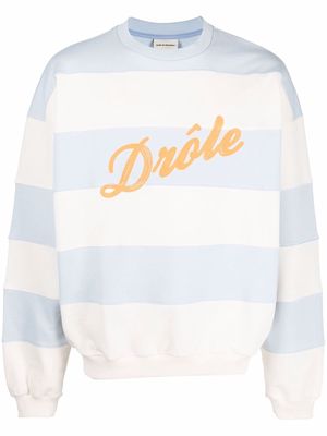 Drôle De Monsieur logo-embroidered cotton sweatshirt - Neutrals