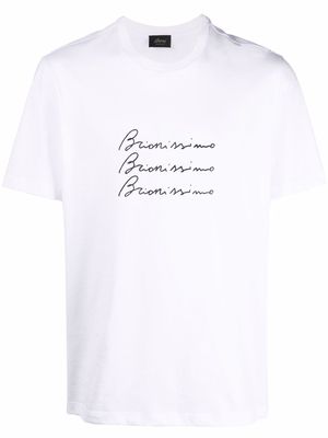 Brioni slogan-print cotton T-shirt - White