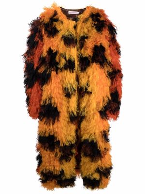 Walter Van Beirendonck leopard faux-fur coat - Orange