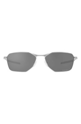 Oakley Savitar 58mm Polarized Rectangular Sunglasses in Satin Chrome/Prizm Black