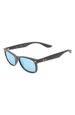 Ray-Ban Junior 47mm Wayfarer Mirrored Sunglasses in Black/Blue Mirror
