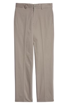 Berle Flat Front Stretch Sateen Pants in Grey