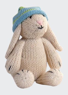 Little White Bunny in Slouch Hat Stuffed Animal Plush Toy - Handmade, Fair Trade