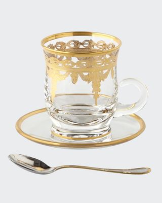 Four Vetro Gold Cups & Saucers