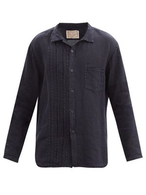 By Walid - Tristan Upcycled Linen Shirt - Mens - Black