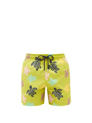 Vilebrequin - Mahina Turtle-print Recycled-shell Swim Shorts - Mens - Green Multi